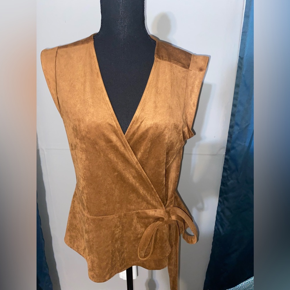 Faux Suede Wrap Vest